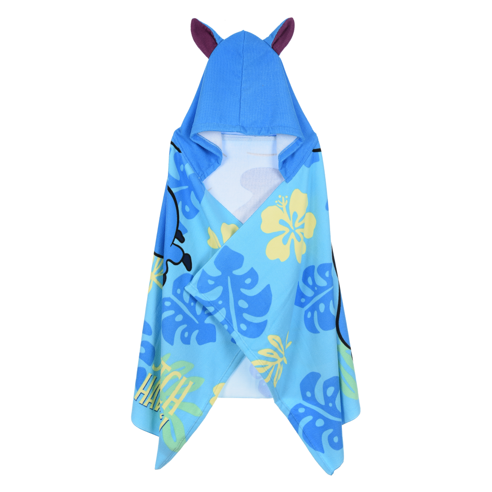 MANTELLA MARE STITCH DISNEY TELO CON CAPPUCCIO 3D 70X140 CM IN MICROFIBRA BAGNO PISCINA SPIAGGIA - EZ18220