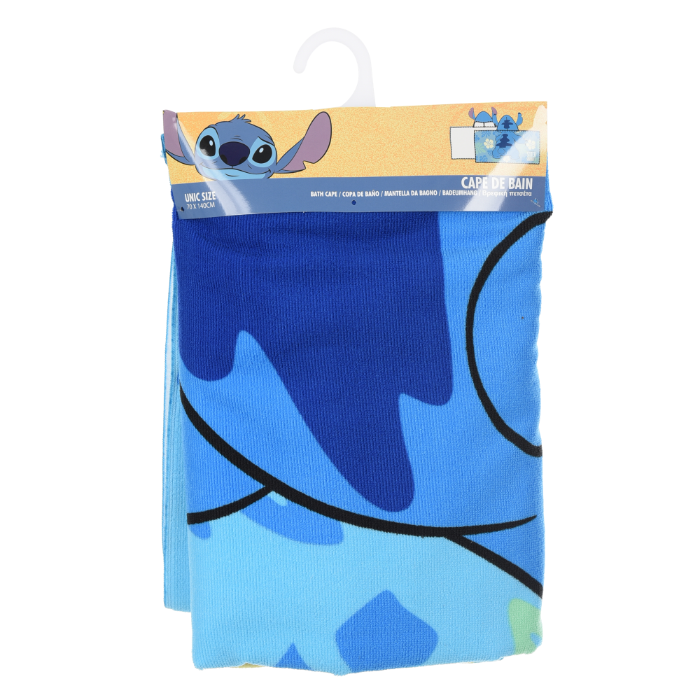 MANTELLA MARE STITCH DISNEY TELO CON CAPPUCCIO 3D 70X140 CM IN MICROFIBRA BAGNO PISCINA SPIAGGIA - EZ18220
