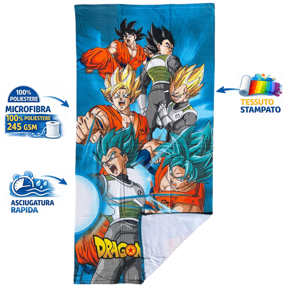 TELO MARE DRAGON BALL SUPER ASCIUGAMANO PER BAMBINI IN MICROFIBRA CM 140X70 - DB24-003