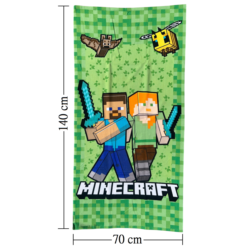 TELO MARE MINECRAFT ASCIUGAMANO PER BAMBINI IN MICROFIBRA CM 140X70 - MNC37-6004