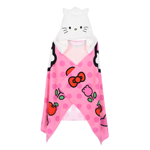 MANTELLA MARE HELLO KITTY TELO CON CAPPUCCIO 3D 70X140 CM IN MICROFIBRA BAGNO PISCINA SPIAGGIA - EZ18212