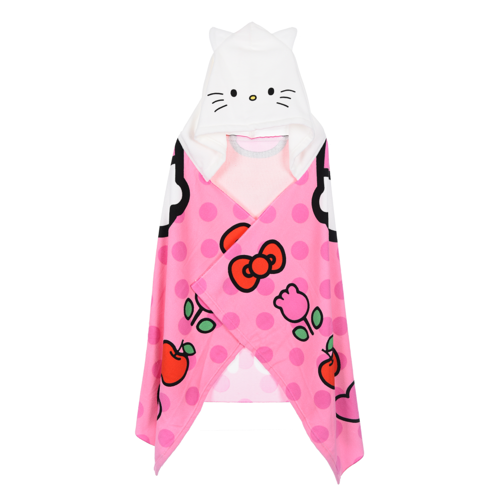 MANTELLA MARE HELLO KITTY TELO CON CAPPUCCIO 3D 70X140 CM IN MICROFIBRA BAGNO PISCINA SPIAGGIA - EZ18212