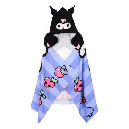 MANTELLA MARE KUROMI SANRIO TELO CON CAPPUCCIO 3D 70X140 CM IN MICROFIBRA BAGNO PISCINA SPIAGGIA - EZ18213