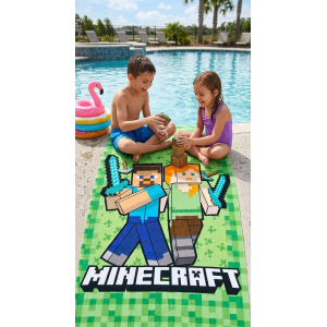 TELO MARE MINECRAFT ASCIUGAMANO PER BAMBINI IN MICROFIBRA CM 140X70 - MNC37-6004