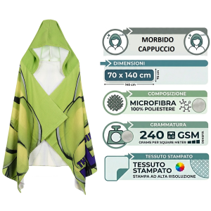 MANTELLA MARE HULK MARVEL TELO CON CAPPUCCIO 70X140 CM IN MICROFIBRA BAGNO PISCINA SPIAGGIA - EZ18216