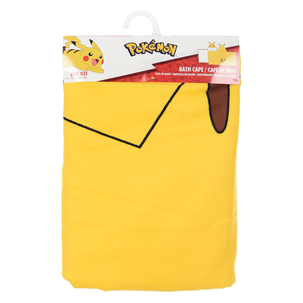 MANTELLA MARE PIKACHU POKÉMON TELO CON CAPPUCCIO 3D 70X140 CM IN MICROFIBRA BAGNO PISCINA SPIAGGIA - EZ18218