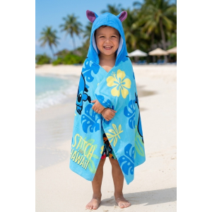 MANTELLA MARE STITCH DISNEY TELO CON CAPPUCCIO 3D 70X140 CM IN MICROFIBRA BAGNO PISCINA SPIAGGIA - EZ18220