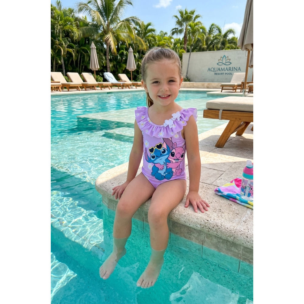 COSTUME DA BAGNO STITCH ANGEL DISNEY INTERO 1 PEZZO MARE PISCINA NEONATA - EZ05000LILLA