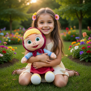 PELUCHE MASHA E ORSO MORBIDO PUPAZZO MASHA SEDUTA 50 CM - PTS252595A/50