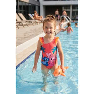 COSTUME DA BAGNO STITCH ANGEL DISNEY INTERO 1 PEZZO MARE PISCINA BAMBINA - EZ18066ARANCIO
