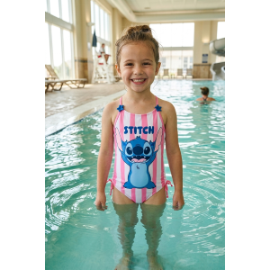 COSTUME DA BAGNO STITCH DISNEY INTERO 1 PEZZO MARE PISCINA BAMBINA - EZ18065ROSA