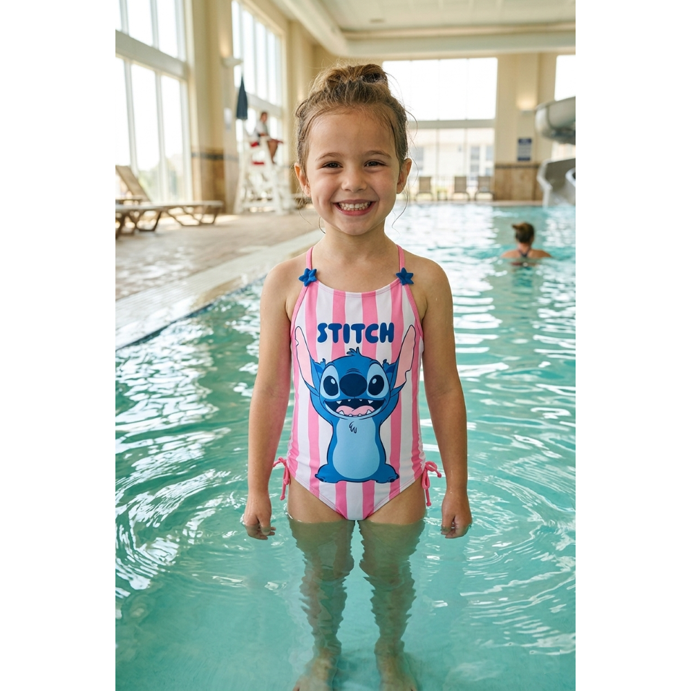 COSTUME DA BAGNO STITCH DISNEY INTERO 1 PEZZO MARE PISCINA BAMBINA - EZ18065ROSA