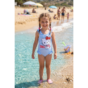 COSTUME DA BAGNO HELLO KITTY SANRIO INTERO 1 PEZZO MARE PISCINA NEONATA - EZ05025BLU