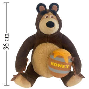 PELUCHE MASHA E ORSO MORBIDO PUPAZZO ORSO CON BARILOTTO DI MIELE 36 CM - PTS252594A/35