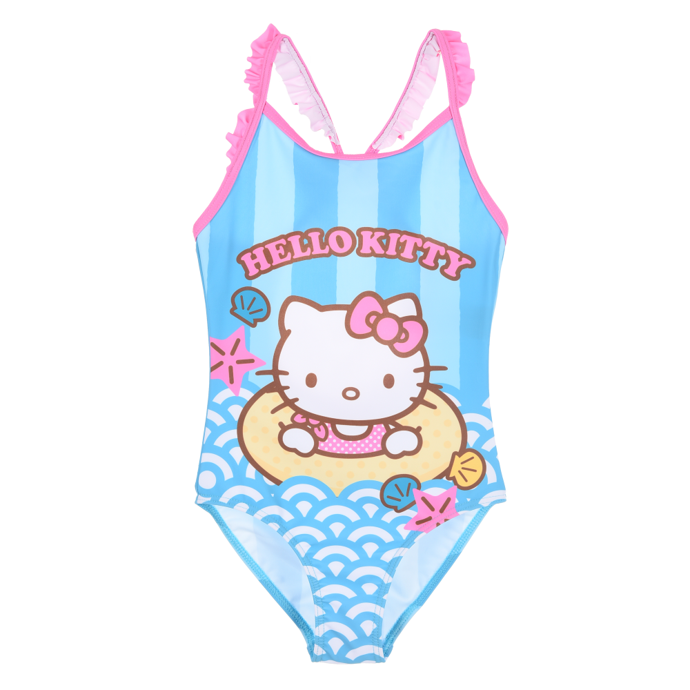 COSTUME DA BAGNO HELLO KITTY SANRIO INTERO 1 PEZZO MARE PISCINA BAMBINA - EZ18039AZZURRO