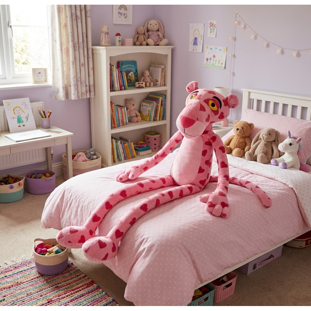 PELUCHE PANTERA ROSA CON CUORI MORBIDO PUPAZZO 120 CM - PTS250729G/120