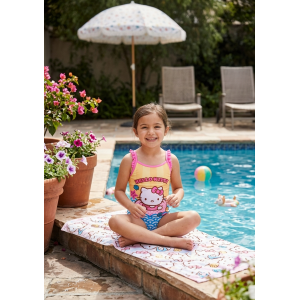 COSTUME DA BAGNO HELLO KITTY SANRIO INTERO 1 PEZZO MARE PISCINA BAMBINA - EZ18039GIALLO