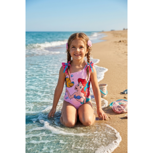 COSTUME DA BAGNO SIRENETTA ARIEL DISNEY INTERO 1 PEZZO MARE PISCINA BAMBINA - EZ18012ROSA