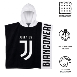 PONCHO MARE JUVENTUS CAMPIONI BIANCONERI ASCIUGAMANO ACCAPPATOIO MICROCOTONE CM110X55 100%PL- JU50191