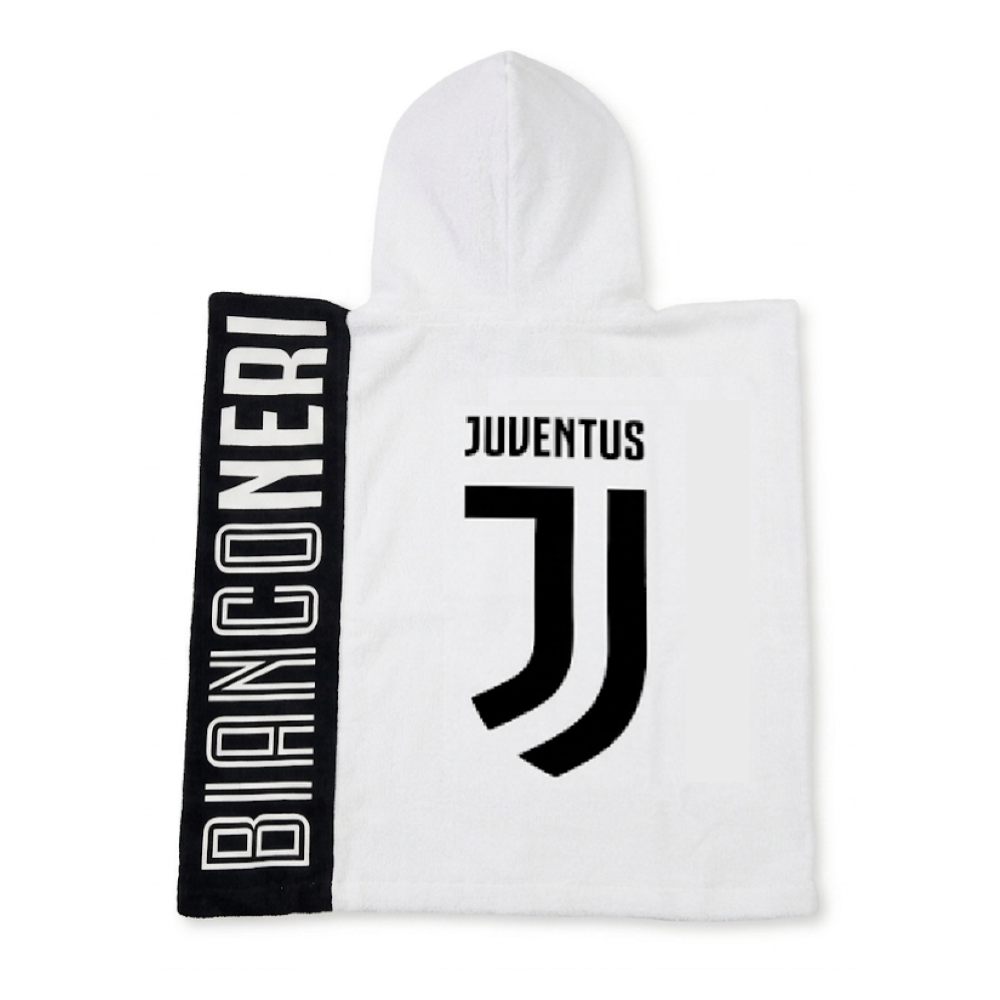 PONCHO MARE JUVENTUS CAMPIONI BIANCONERI ASCIUGAMANO ACCAPPATOIO MICROCOTONE CM110X55 100%PL- JU50191