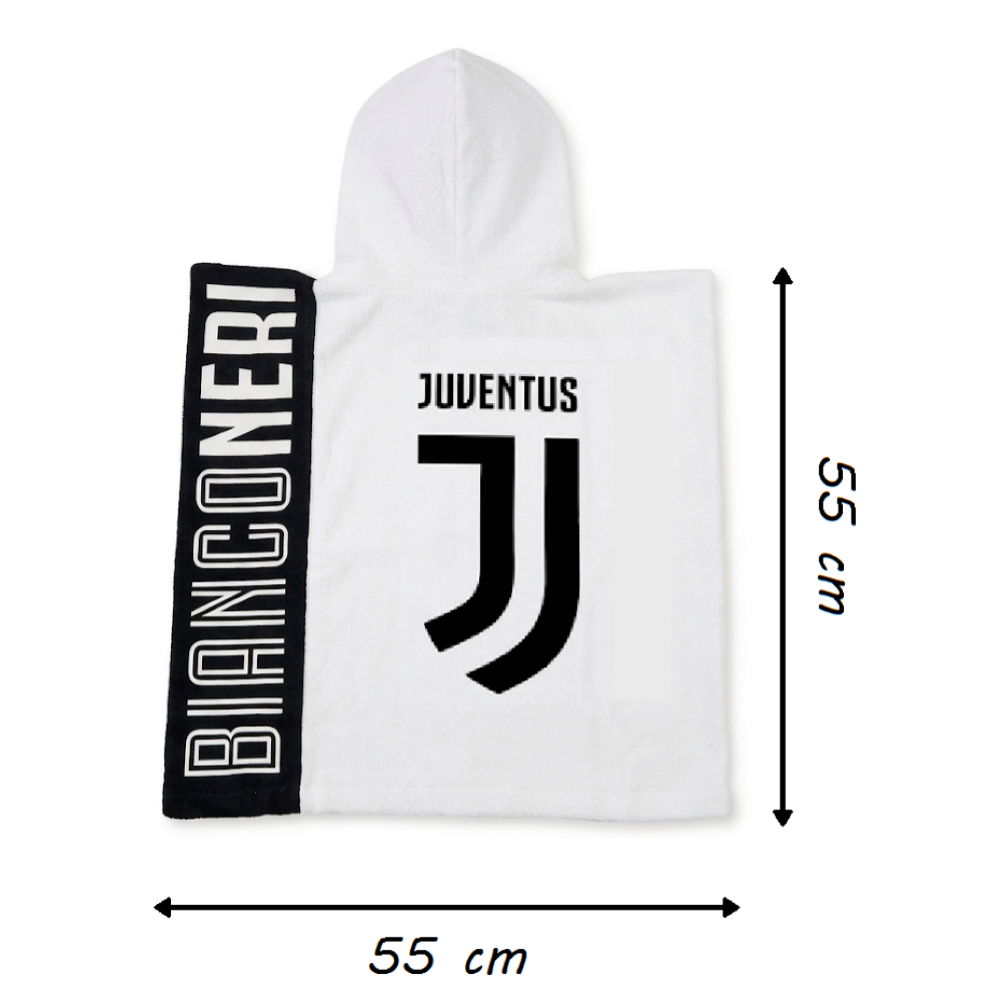 PONCHO MARE JUVENTUS CAMPIONI BIANCONERI ASCIUGAMANO ACCAPPATOIO MICROCOTONE CM110X55 100%PL- JU50191