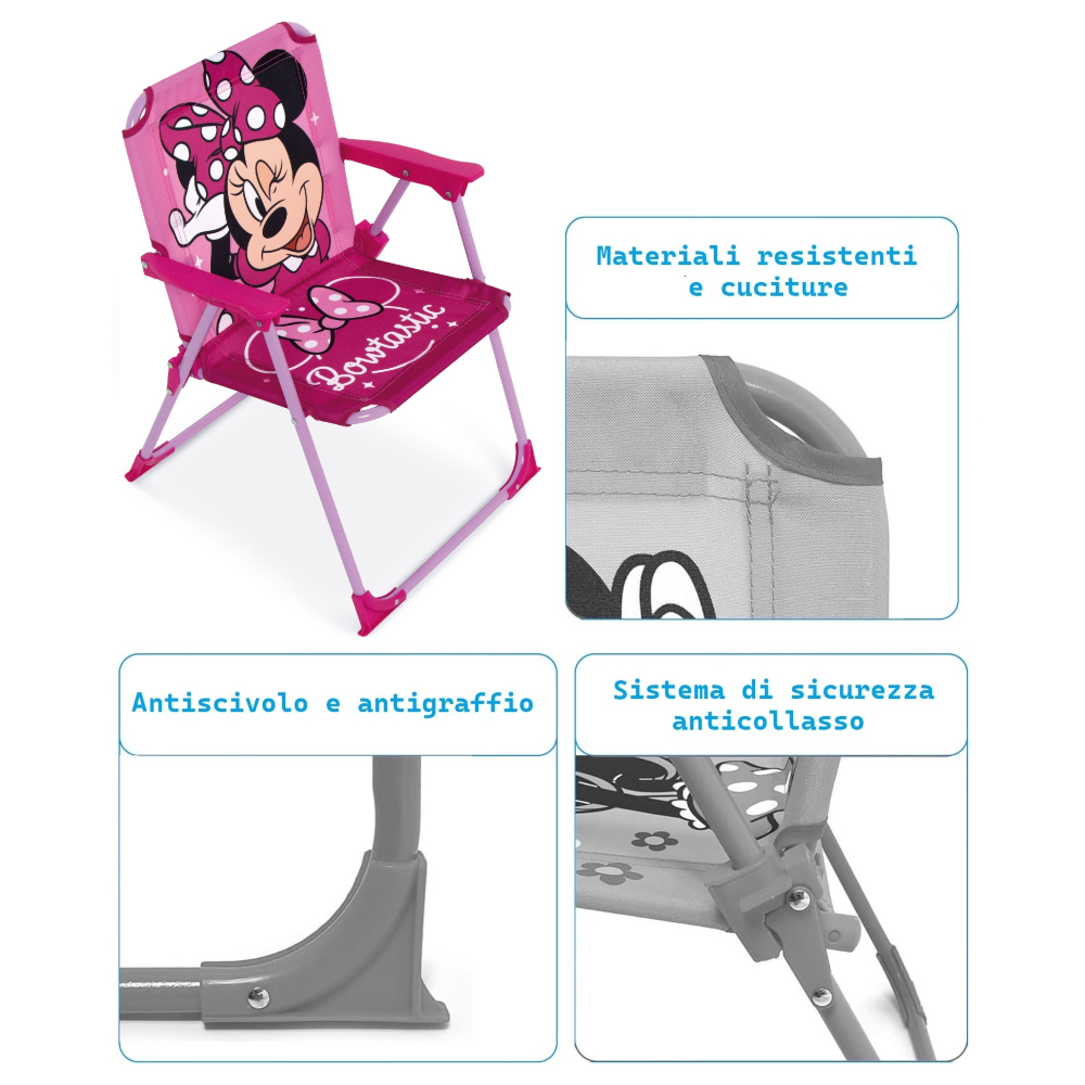 SEDIA PIEGHEVOLE MINNIE PER MARE E GIARDINO 100% POLIESTERE- 86732
