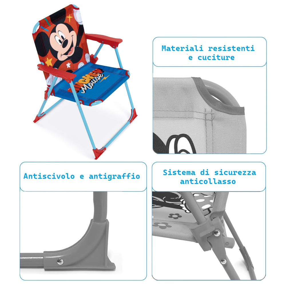 SEDIA PIEGHEVOLE TOPOLINO PER MARE E GIARDINO 100% POLIESTERE- 86733