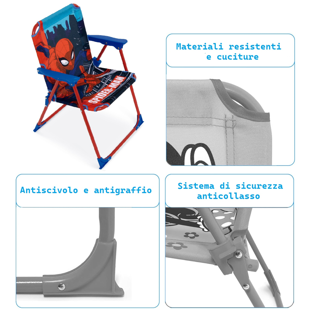 SEDIA PIEGHEVOLE SPIDERMAN PER MARE E GIARDINO 100% POLIESTERE- 86735