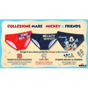 COSTUME DA BAGNO TOPOLINO DISNEY MODELLO SLIP MUTANDINA MARE PISCINA NEONATO - EZ05017ROSSO