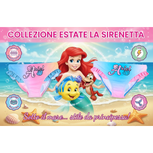 COSTUME DA BAGNO LA SIRENETTA ARIEL DISNEY MODELLO SLIP MUTANDINA MARE PISCINA BAMBINA - EZ18013ROSA
