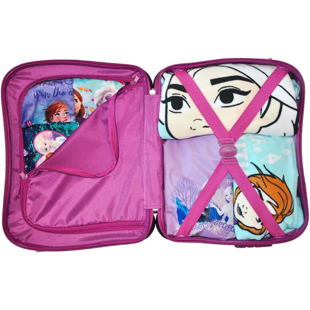 TROLLEY FROZEN ELSA ANNA OLAF DISNEY DA VIAGGIO 4 RUOTE CAVALCABILE TRAINABILE CM. 45X34X22 IN ABS - D99868MC