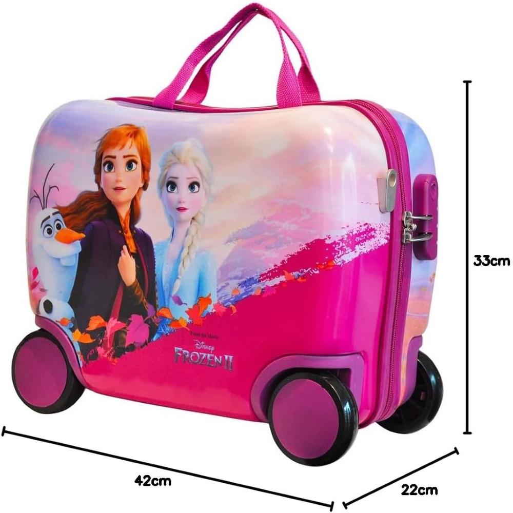 TROLLEY FROZEN ELSA ANNA OLAF DISNEY DA VIAGGIO 4 RUOTE CAVALCABILE TRAINABILE CM. 45X34X22 IN ABS - D99868MC