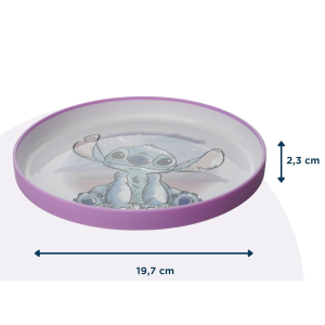 SET PAPPA STITCH DISNEY 3 PEZZI STOVIGLIE IN PLASTICA CON SILICONE ANTISCIVOLO ADATTA AL MICROONDE- 86665