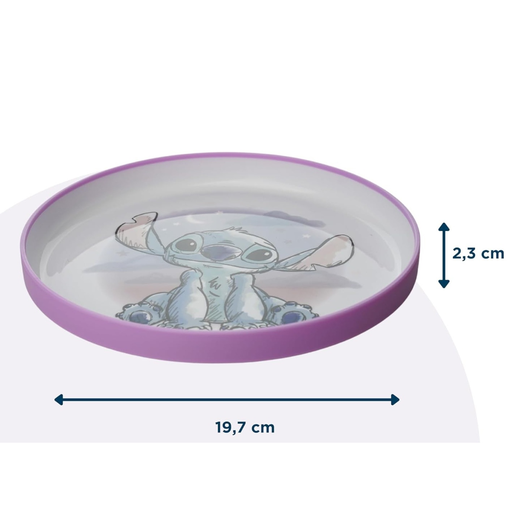 SET PAPPA STITCH DISNEY 3 PEZZI STOVIGLIE IN PLASTICA CON SILICONE ANTISCIVOLO ADATTA AL MICROONDE- 86665
