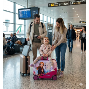 TROLLEY FROZEN ELSA ANNA OLAF DISNEY DA VIAGGIO 4 RUOTE CAVALCABILE TRAINABILE CM. 45X34X22 IN ABS - D99868MC