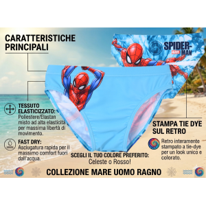 COSTUME DA BAGNO MARVEL SPIDERMAN MODELLO SLIP TIE DYE MUTANDINA MARE PISCINA BAMBINO - EZ18169TURCHESE