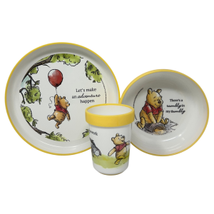 SET PAPPA WINNIE THE POOH DISNEY 3 PEZZI STOVIGLIE IN PLASTICA CON SILICONE ANTISCIVOLO ADATTA AL MICROONDE- 86666