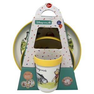 SET PAPPA WINNIE THE POOH DISNEY 3 PEZZI STOVIGLIE IN PLASTICA CON SILICONE ANTISCIVOLO ADATTA AL MICROONDE- 86666