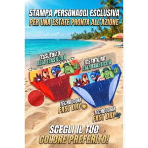COSTUME DA BAGNO MARVEL AVENGERS MODELLO SLIP MUTANDINA MARE PISCINA BAMBINO - EZ18186ROSSO