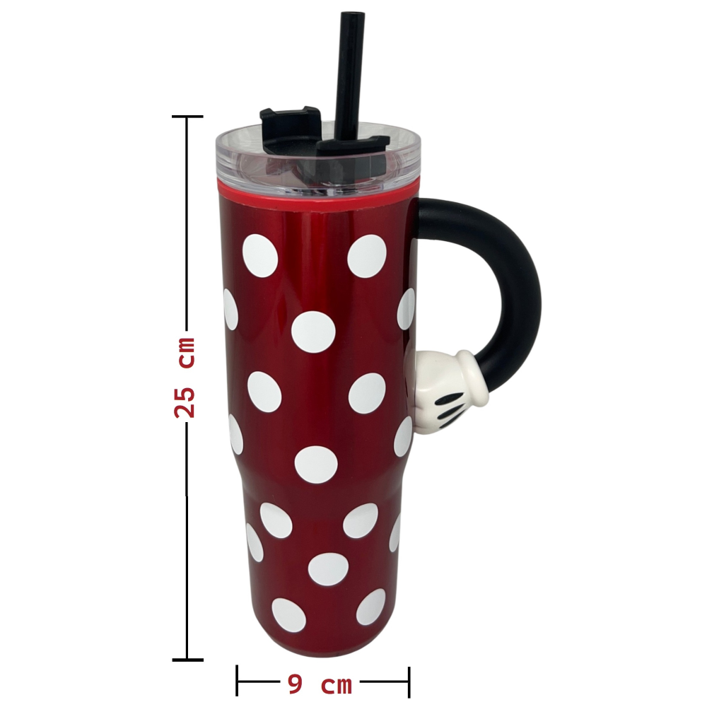 BICCHIERE TERMICO CON CANNUCCIA MINNIE DISNEY MANICO 3D 770 ML - 86681