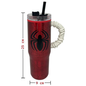 BICCHIERE TERMICO CON CANNUCCIA SPIDERMAN MARVEL MANICO 3D 770 ML - 86683