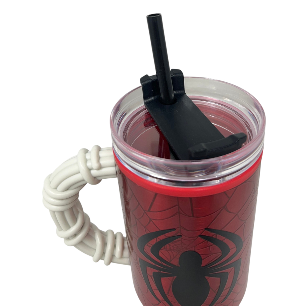 BICCHIERE TERMICO CON CANNUCCIA SPIDERMAN MARVEL MANICO 3D 770 ML - 86683