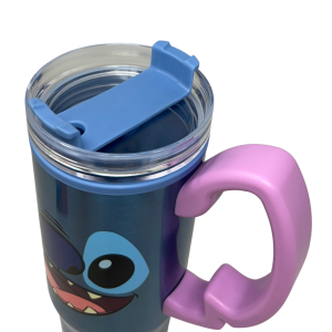 BICCHIERE TERMICO CON CANNUCCIA STITCH DISNEY MANICO 3D 770 ML - 86684