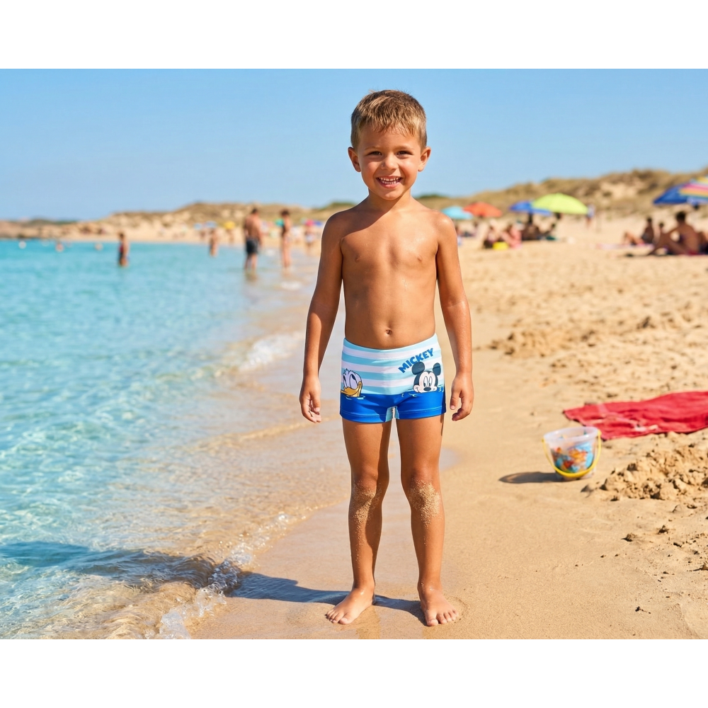 COSTUME DA BAGNO TOPOLINO PAPERINO DISNEY MODELLO PARIGAMBA BOXER MARE PISCINA NEONATO - EZ05013BLU