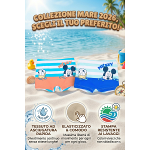 COSTUME DA BAGNO TOPOLINO PAPERINO DISNEY MODELLO PARIGAMBA BOXER MARE PISCINA NEONATO - EZ05013ARANCIO