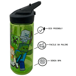 BORRACCIA TRITAN MINECRAFT BOTTIGLIA 620 ML CON APERTURA POP-UP - 86699