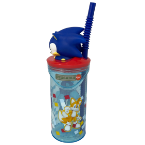 BICCHIERE CON CANNUCCIA SONIC PERSONAGGIO 3D 360 ML BPA FREE - 86693