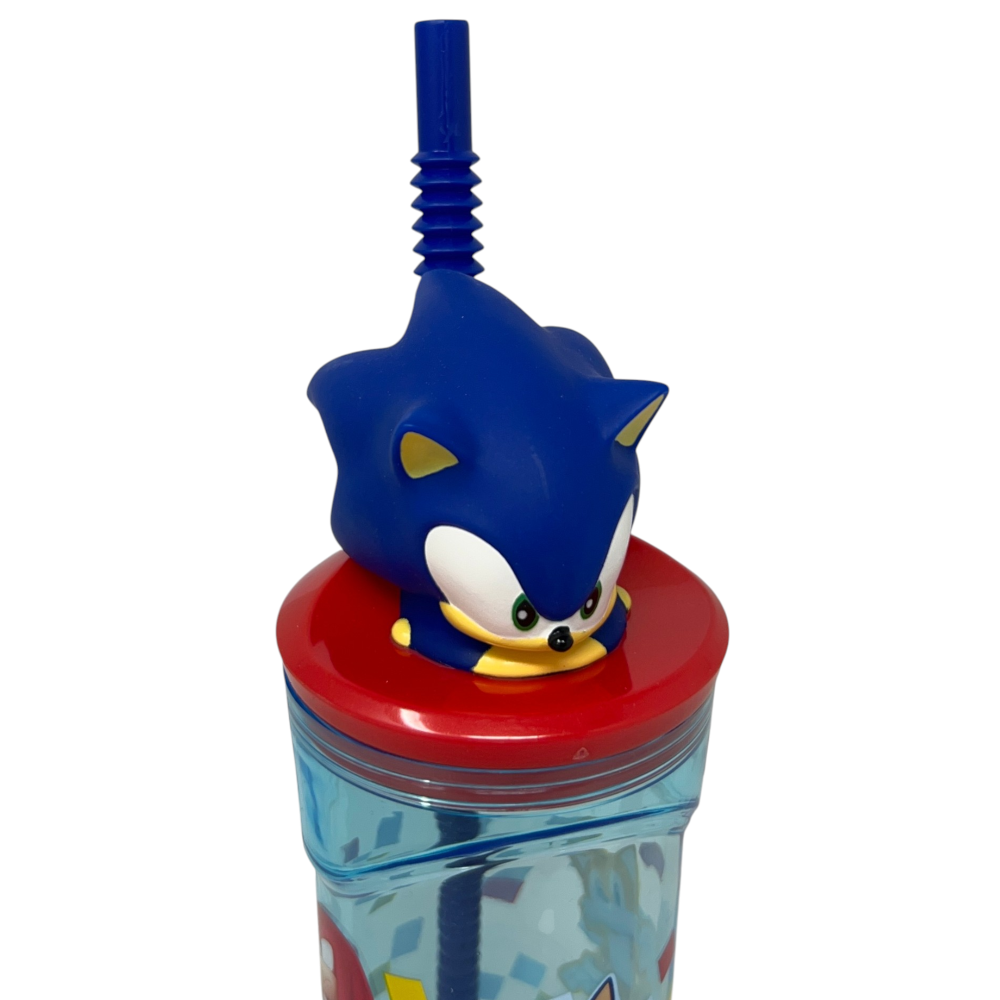 BICCHIERE CON CANNUCCIA SONIC PERSONAGGIO 3D 360 ML BPA FREE - 86693