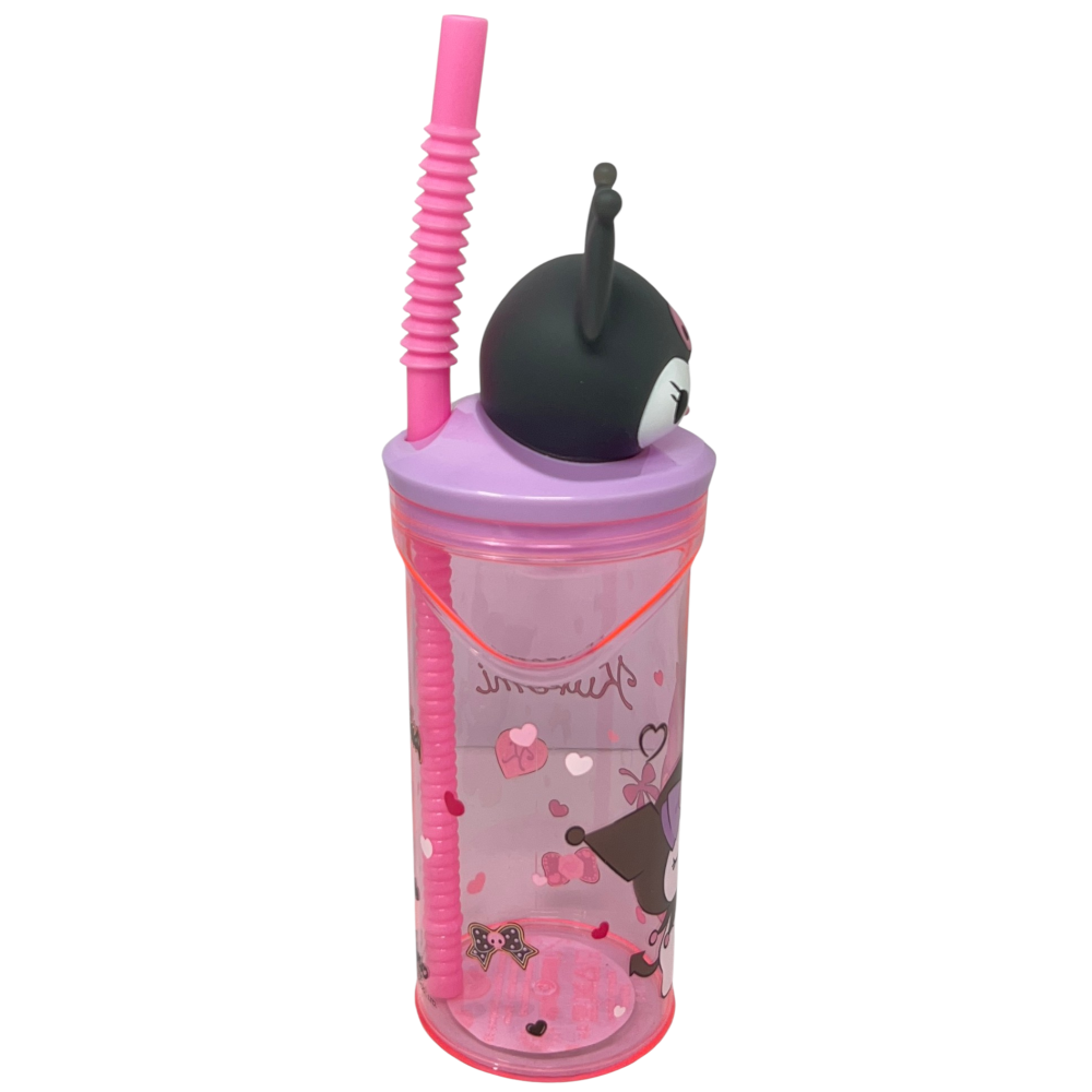 BICCHIERE CON CANNUCCIA KUROMI SANRIO PERSONAGGIO 3D 360 ML BPA FREE - 86694