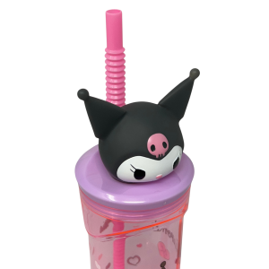 BICCHIERE CON CANNUCCIA KUROMI SANRIO PERSONAGGIO 3D 360 ML BPA FREE - 86694